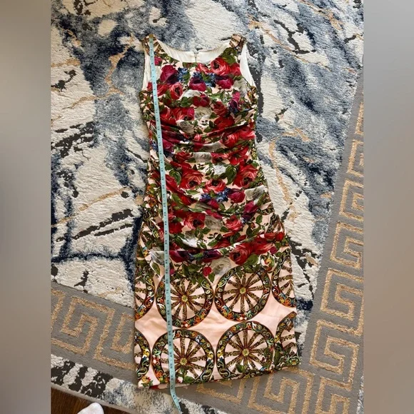 Dolce&Gabbana Pink Floral Ruched Sheath Dress - Picture 9 of 13
